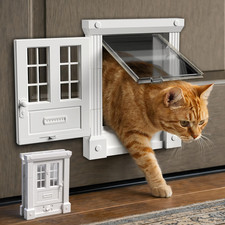 Exterior and Interior Cat Door, 4-Way Locking Magnetic Cat Flap for Solid  Holl