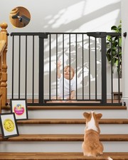 Auto Close Baby Gate for Stairs - Easy Install Pet Safety Gate for Dogs