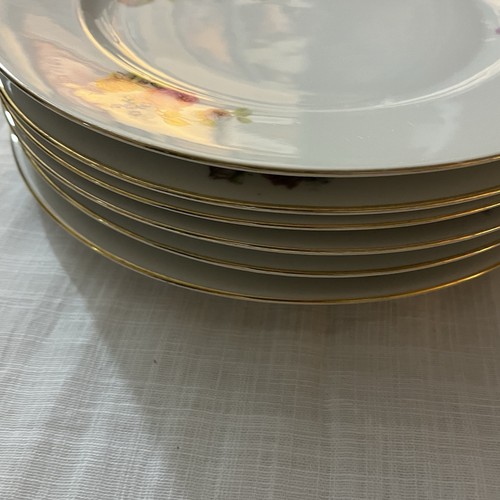 EPIAG Czechoslovakia Set of 6 Dinner Plates Bridal Rose Pattern Floral & Gold - Picture 2 of 14