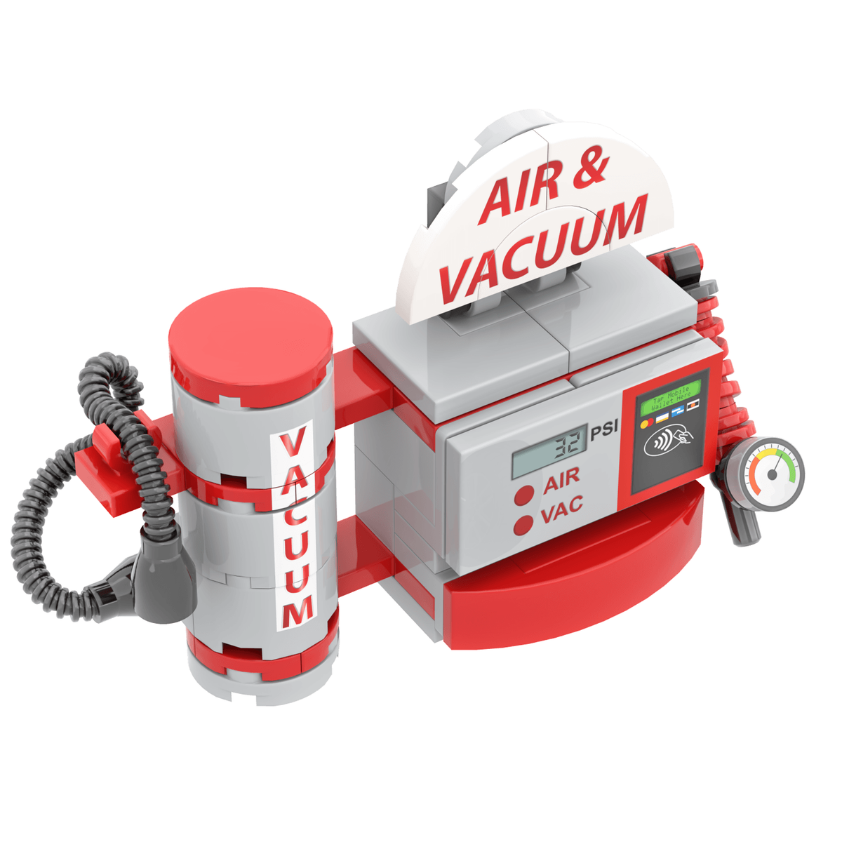 Gas Station Air & Vacuum - Custom Printed Building Set - Minifig