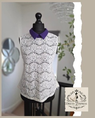 Coleen Damen Spitzen Bluse Größe 20 XL Y2K Top Geeky Chic Girly hübsch formell Boho