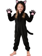 Kids Black Cat Costume Animal Jumpsuit for Girls Halloween Dress Up 6-7 Years