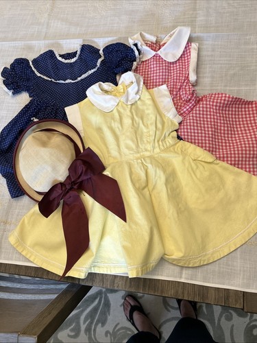 Vintage 1960 Girls Dresses Size 4 Ruffles Full Circle Swiss dot Gingham lace lot - Picture 2 of 23