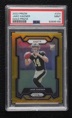 2023 Panini Prizm Rookies Gold 3/10 Jake Haener #374 PSA 9 MINT Rookie RC 00rs