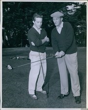 1958 Yougest Son Lindsay Crosby Takes Golf Tips From Dad Bing Sports Photo 8x10