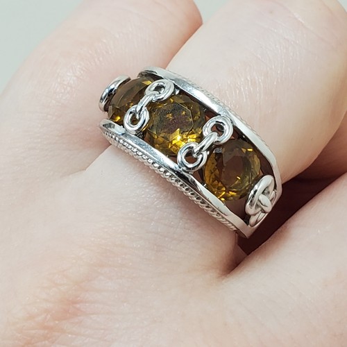Anthony Nak Atelier 925 Sterling Silver Citrine Chain band Size 7.5 Ring - Picture 3 of 12