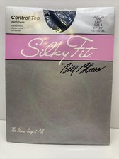 Vintage Silky Fit Bill Blass Control Top Pantyhose Navy Blue Size B Made in USA