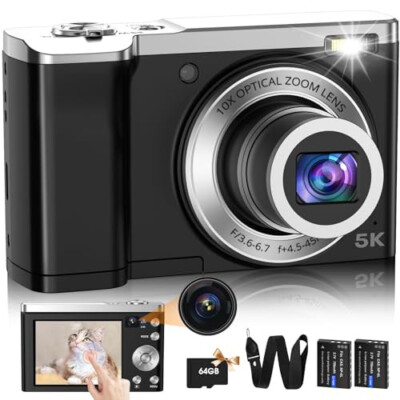 Lecnippy 5K Digital Camera | 10x Optical Zoom | 56MP | Dual Camera