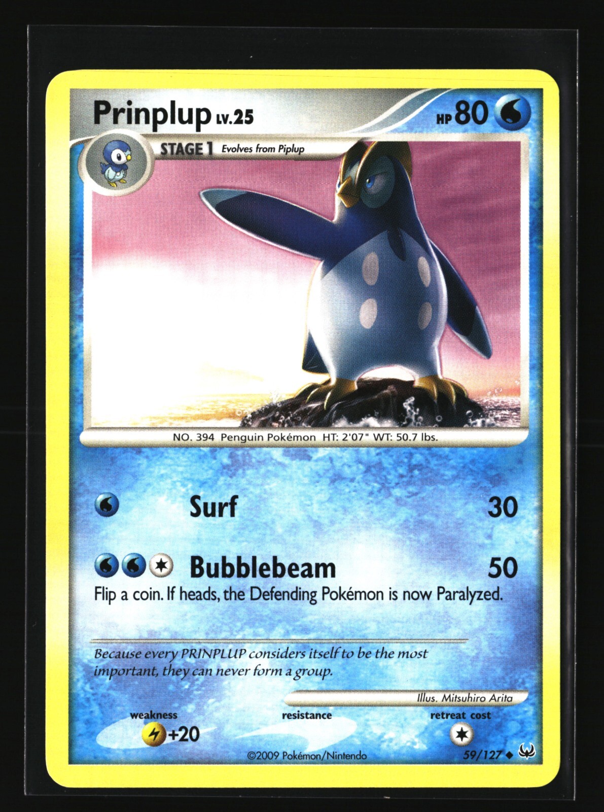 Pokemon PRINPLUP 59/127 Uncommon (2009 Platinum) NM/Near Mint