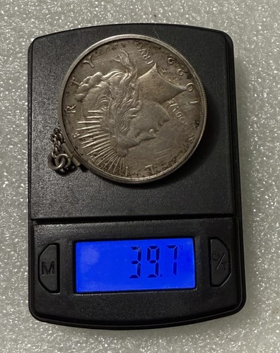 1922 PEACE DOLLAR US Silver Coin NECKLACE Sterling Silver Bezel & 24” Chain - Picture 12 of 12