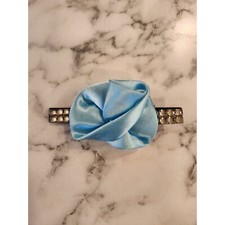 Vintage Light Blue Satin Hair Clip Barrette With Rhinestone