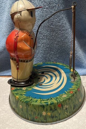 Vintage Tin Fishing Boy Windup Toy YONEYA (READ DESCRIPTION) Parts - Picture 8 of 16