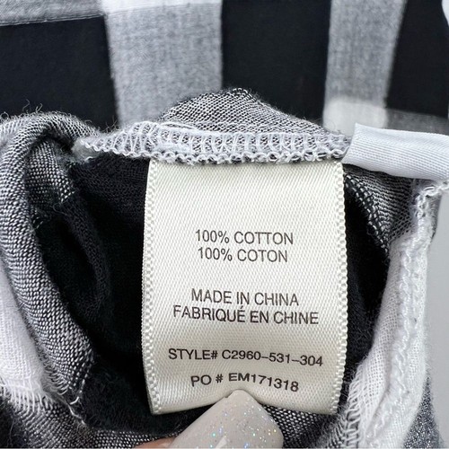 Anthropologie Cloth & Stone Buffalo Check V Neck Top Womans Small Black White - Picture 8 of 8