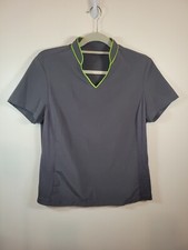 Womens Short Sleeve Gray Scrub Top w/ Lime Accents Medium Cherokee 