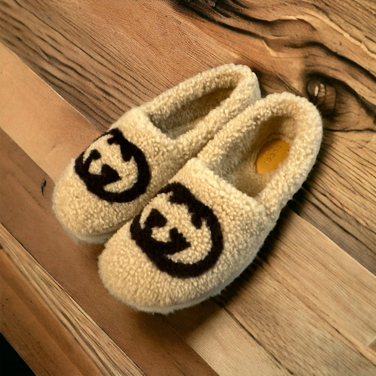 Massin authentique Gucci 673671 imbriqué GG shearling garniture neuf en crème