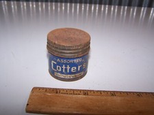 Vintage Assorted COTTER PINS Cardboard “Can” Made in USA with Metal Lid