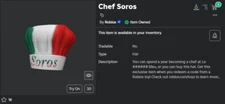 Roblox: Chef SOROS Digital Toy Code [Sent In Messages] 🍴