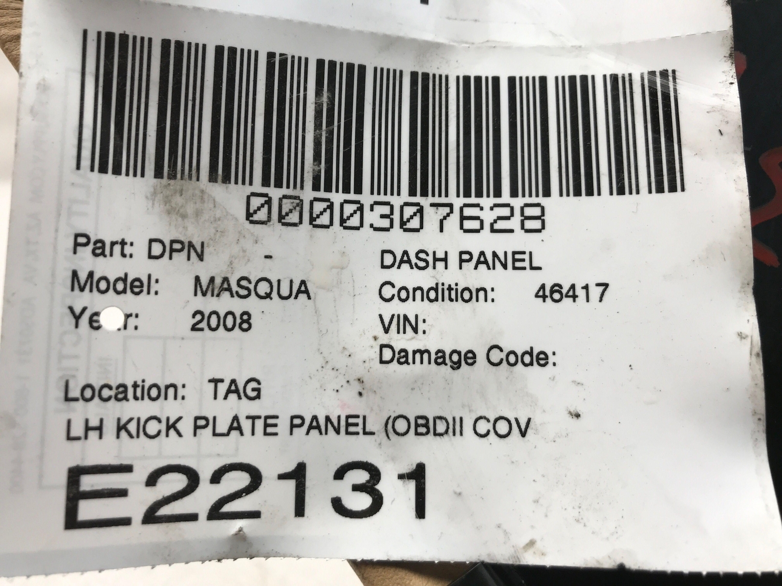 2008 MASERATI QUATTROPORT LH Driver Side Kick Plate Panel (OBDII COVER) - TAN
