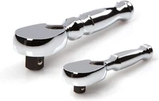 TEKTON 1/4, 3/8 Inch Drive Stubby Ratchet Set (2-Piece) | SRH91006