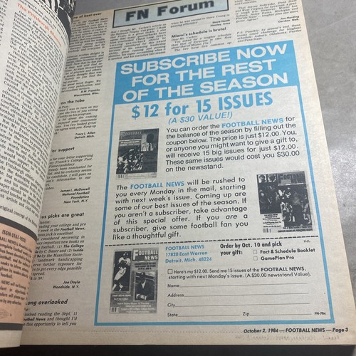 Football News 1984 Bound Volume / MNY - Picture 7 of 24