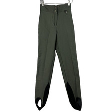 Vintage Women's Obermeyer Ski / Snowboard Stirrup Pants Size 6 green Wool Nylon