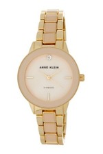 NEW ANNE KLEIN 2 TONE GOLD+PINK,MOP DIAL,DIAMOND,BRACELET WATCH AK/2692PKGB