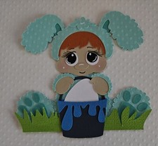 Easter Bunny Boy Sitting Red Hair. Scrapbook, Card Making Paper Piecing