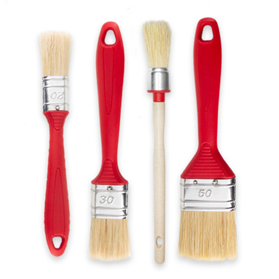   4er-Set Malerpinsel   Flach- & Rundpinsel mit ergonomischem Griff