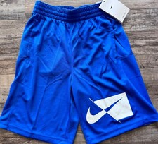 NWT Nike Boys Youth YLG Royal Blue/White Big Swoosh Training Shorts Large