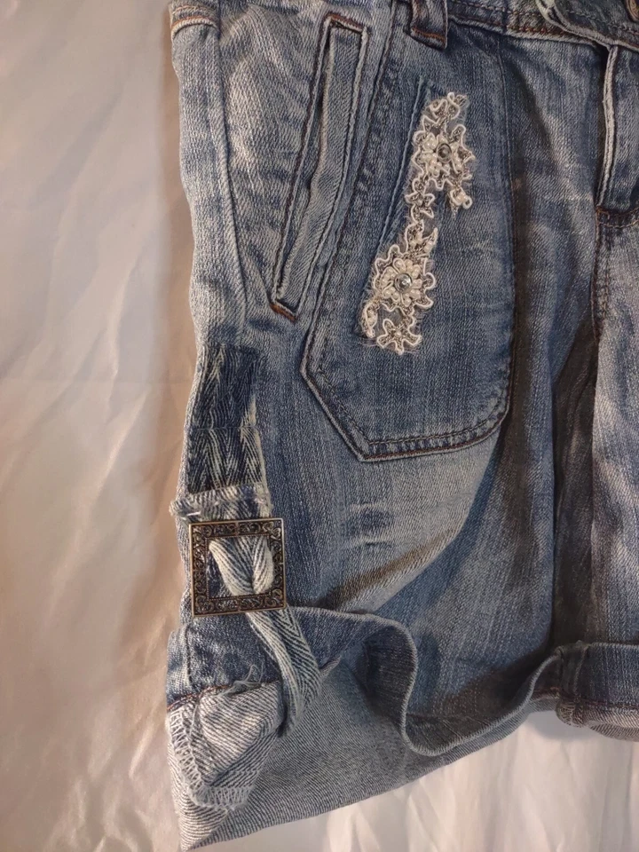 Pantalones Cortos Denim Candie's Vintage Doble Botón Talla 7 Foto 4 de 4