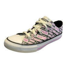 Size 1 Converse All Star Junior 667208F Pink Signature Logo Sneaker Tennis