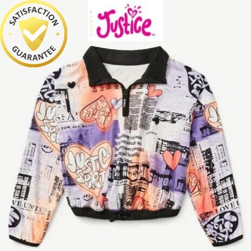 Justice Girls size XS 5-6 Jsport Half Zip Pullove color black multicor NWT - Picture 11 of 19