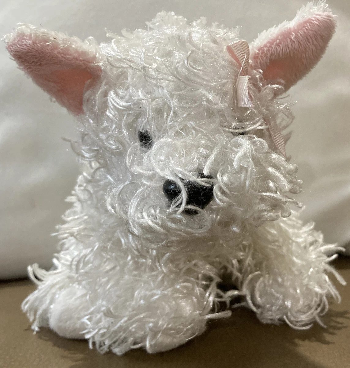 GANZ Webkinz White Dog Terrier Soft Plush 9 inches length No Code Included