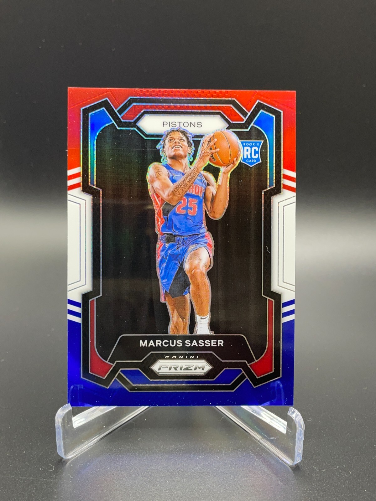 2023-24 Prizm Basketball #174 Marcus Sasser Red White Blue Prizm RC Pistons