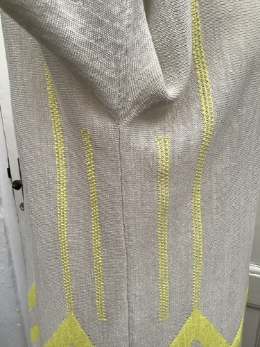 MONSOON LINEN BLEND FINE KNIT BEIGE YELLOW 3/4 SLEEVE BOXY JUMPER TUNIC TOP S/10 - Picture 6 of 11