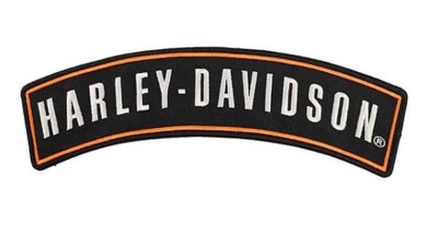 Harley-Davidson Aufnäher Long, schwarz/orange/weiß, 25x6cm, Classic