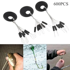 Black Rubber Bobber Stop for Fishing Line, 600pcs Weight Stoppers Fishing