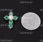 14k Yellow gold Natural Diamond & Emerald cross pendant 1.20 ct May Birthstone — photo 6