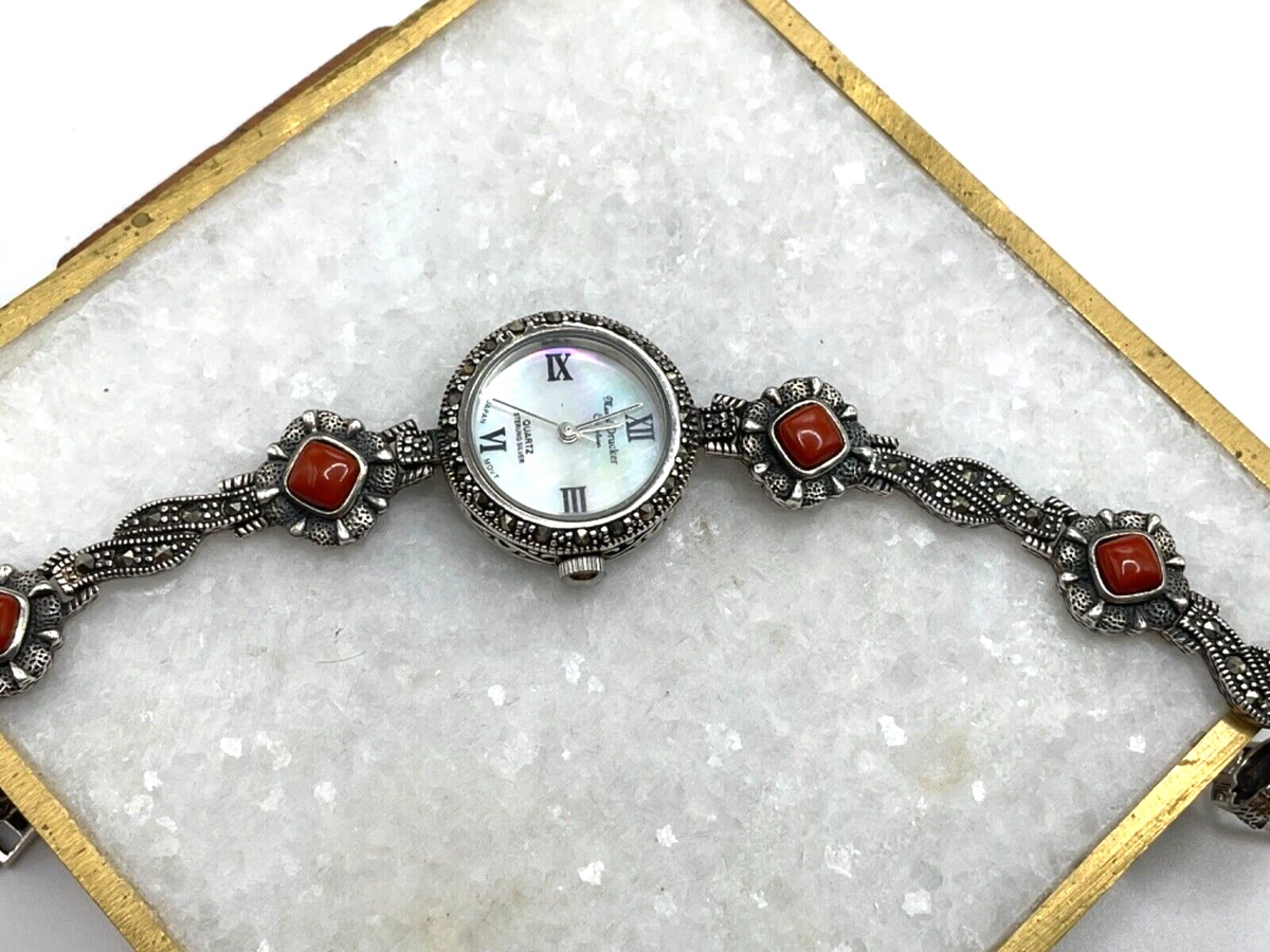 Vintage Marcel Drucker Sterling Silver black agate and crystals watch Marcel Drucker Vintage FM Radio watch, new includes Booklet  main image 2