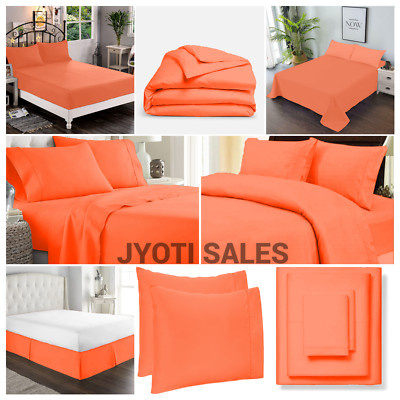 Bedding Collection Egyptian Cotton 1000 OR 1200 TC Orange Solid Select Item