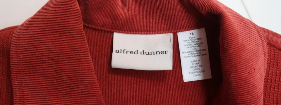 ALFRED DUNNER - JAQUETA FEMININA DE VELUDO LARANJA COM ZÍPER COMPLETO - TAMANHO 18 - Imagem 4 de 4