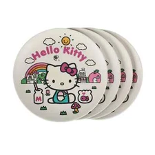 NEW Set of 4 Dishwasher Safe HELLO KITTY HKC Tableware Plates, Bamboo White