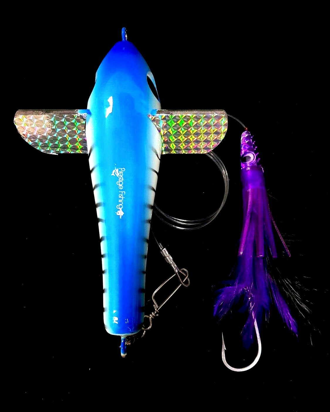 fishing bird teaser 7'' & tuna feather 6'' lure rigged for tuna
