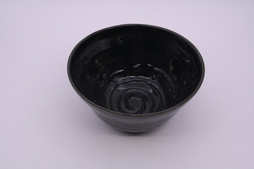 Studio Pottery Bowl Black with Seafoam Green Incised Signed SG 01-08 Handcrafted - Picture 9 of 13