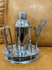 Pier 1 Imports Stainless Steel Cocktail Shaker Bar Tool Set