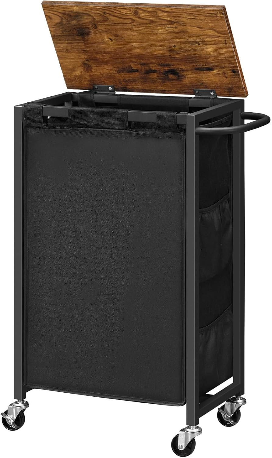 Cesto Portabiancheria Moderno con Sacchi e Coperchio - Carrello con Ruote