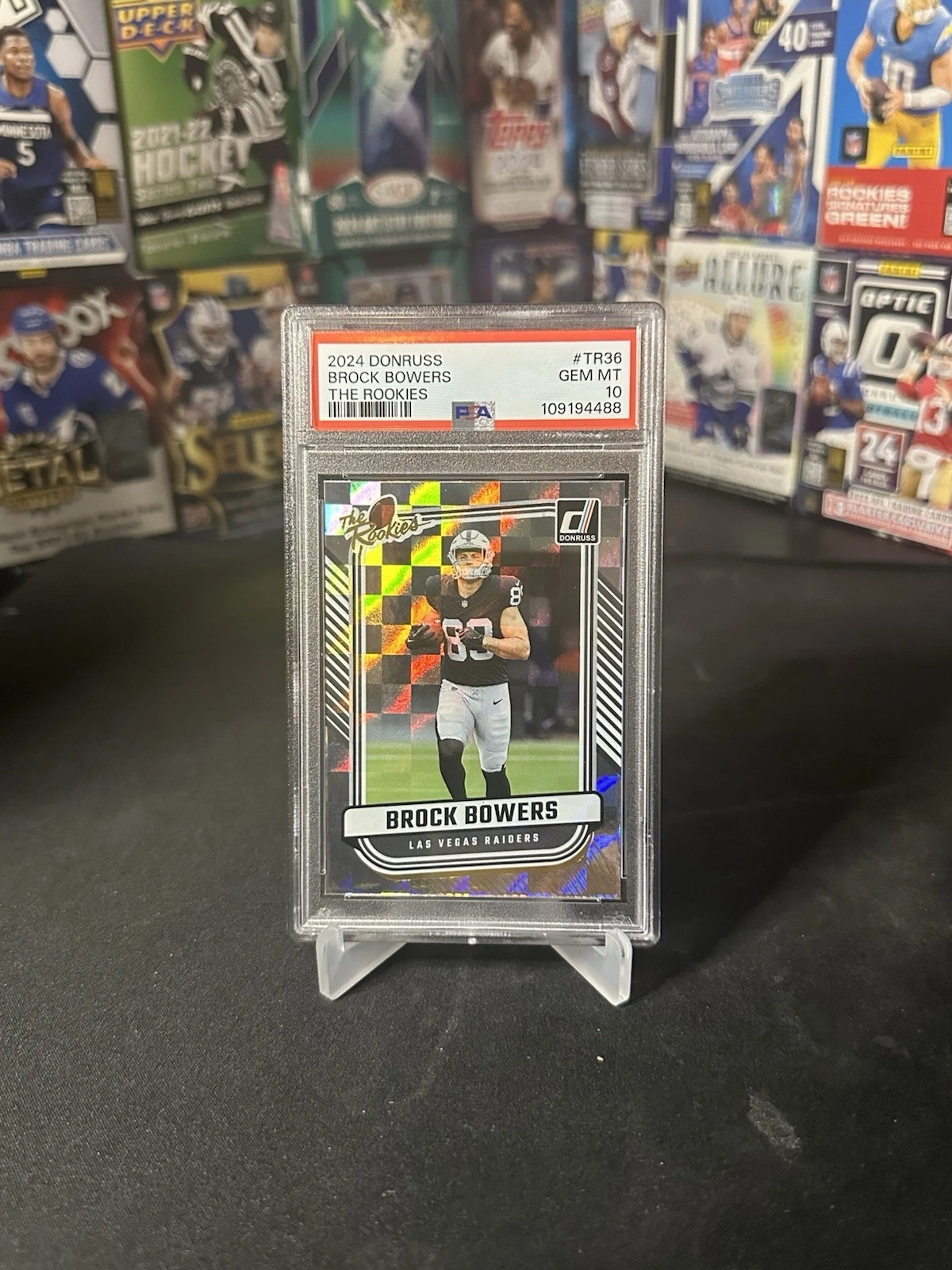 Deal for 2024 Donruss Brock Bowers The Rookies #TR-36 Rookie Card PSA 10!!