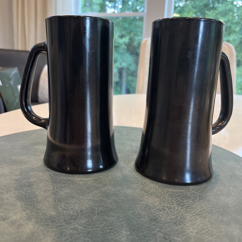 Vintage Mid Century Black Glass beer stein or a tall coffee mug