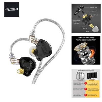 KZ ZS10 PRO X In-Ear-Kopfhörer, ZS10 PRO X Upgraded 4BA + 1DD Hybrid-Treiber,...