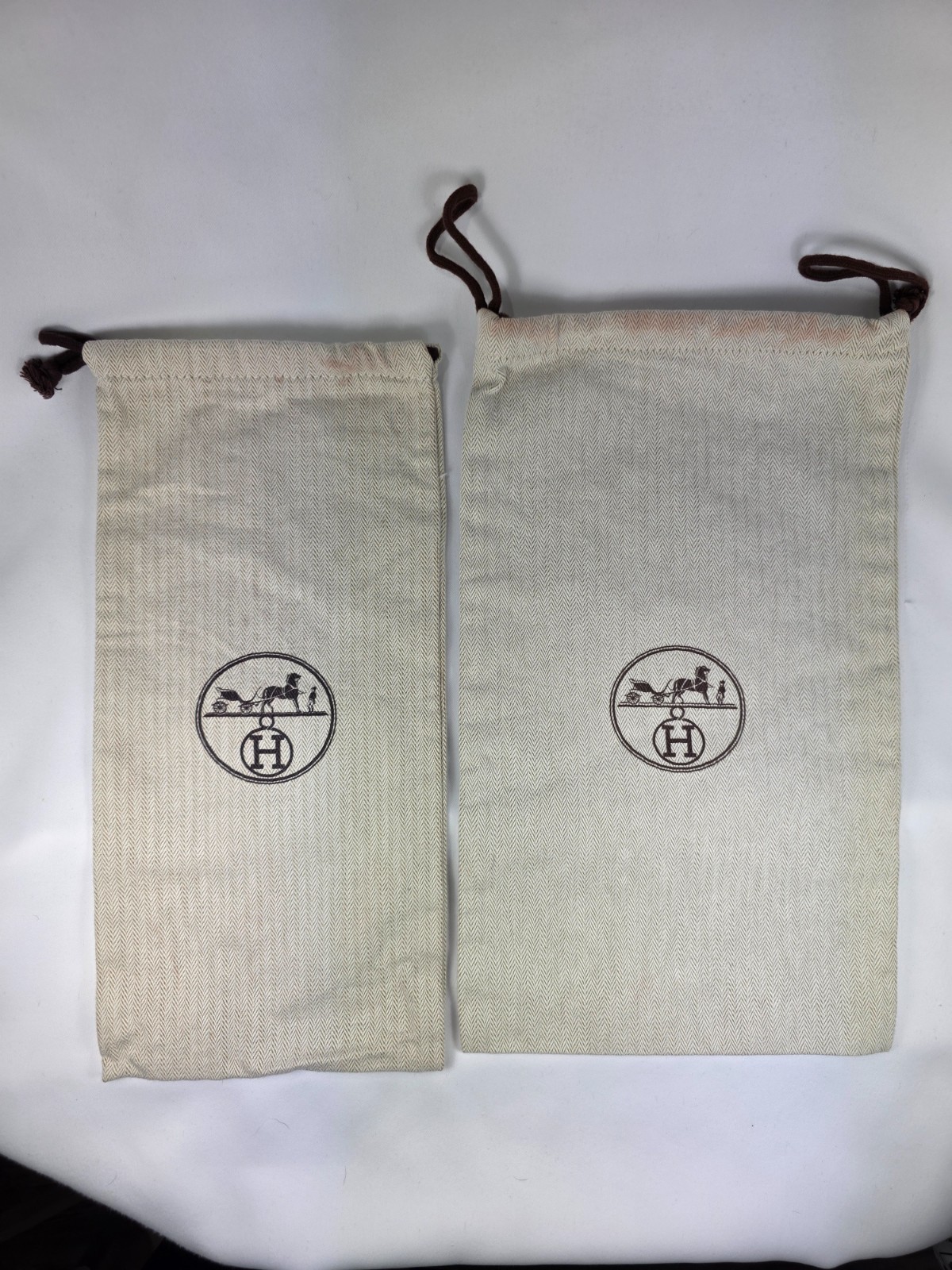 HERMES Herringbone Drawstring Storage Dust Shoe 2… - image 2